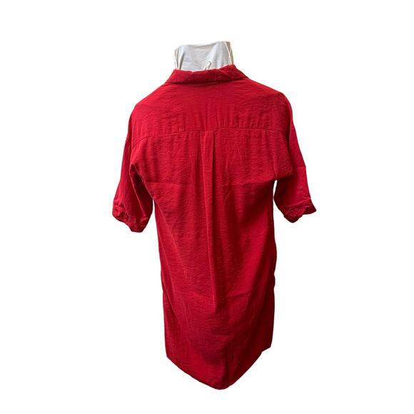 Whistles Lola Collar Shirt Dress Three Quarter Sleeve Red Orange Size XS - Picture 3 of 7